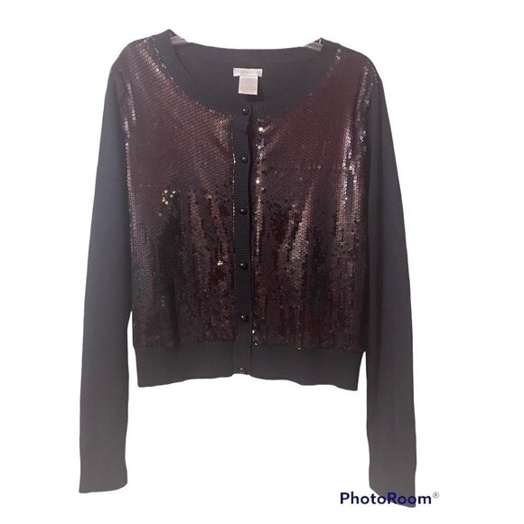 Worthington Silk Black Sequins Sweater Women's XL - Picture 1 of 8